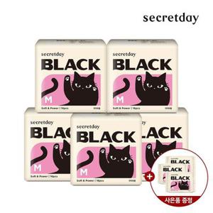 BEST 시크릿데이 블랙 생리대 중형 16PX5팩+ 중형2PX3팩 증정