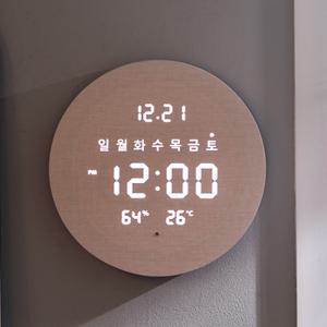 플라이토 무선 LED 벽시계 인테리어 무소음 디지털 전자 온습도 벽걸이 루나 데이 19cm 충전용