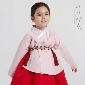 핑크플라워 당의 여아 고급 아동 한복 세트