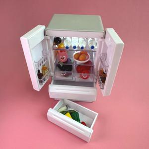 미니어처 LED 조명 양문형 냉장고 모형 카페 주방 인형의집 인테리어 장식 소품