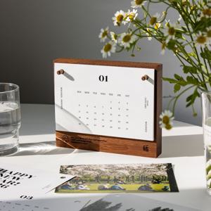 2026 우드 탁상 달력 데스크테리어 원목 미니 캘린더