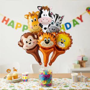 스틱 동물 은박풍선 6개 세트 파티장식 데코 인테리어 꾸미기 귀여운