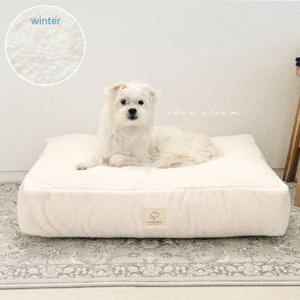사각 겨울 양털 포근한 강아지 고양이 방석 하우스 침대 푹신한 방수 높이조절 슈크림