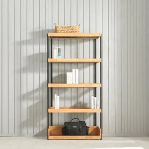 모던 북카페 책진열 화분수납 5단 원목 스틸 선반장(800 2컬러)