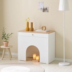 안락한 느낌 화이트 우드 국내제작 벽난로콘솔 800