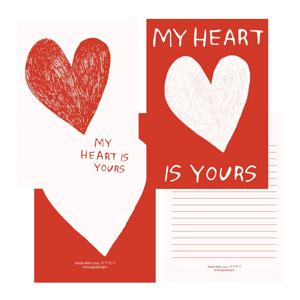 빨간 하트 편지지 세트