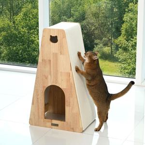 고양이 스크래쳐 숨숨집 원목 수직 창문 캣타워 S