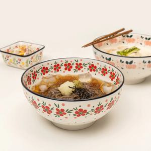 프라카 폴란드풍 도자기 깊은 면기 4P 풀세트