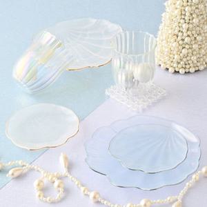 [해외] 쉘 조개 플레이트 유리 접시 M