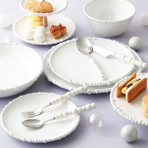 [해외] 진주 볼 엣지 스톤웨어 플레이트 세라믹 접시 M