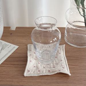 마롱 오키드 거즈 면 티 코스터 도트 컵 받침