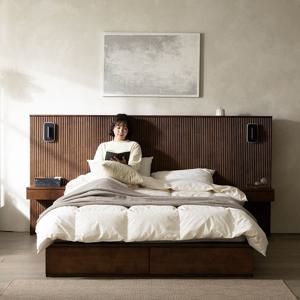 텐리 올원목 템바보드 호텔식 원목 서랍 평상 침대 프레임 킹 1600 Q/K