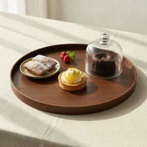 원목 우드 원형 플레이팅 트레이 카페 1인 혼밥 쟁반