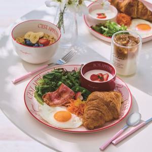 [해외] 레터링 파스텔 스톤웨어 플레이트 접시