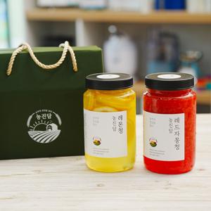 선물박스 수제청 과일청 레몬청+레드자몽청 600g 800g 에이드 음료 차 답례품 명절선물