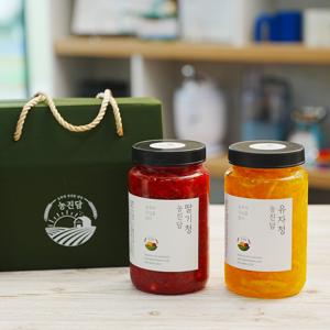 선물박스 수제청 과일청 딸기청+유자청 600g 800g 에이드 음료 차 답례품 명절 선물