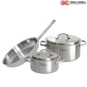 스플릿 인덕션가능 통5중 스텐레스 냄비 후라이팬세트 3종C(양18+24+후28)
