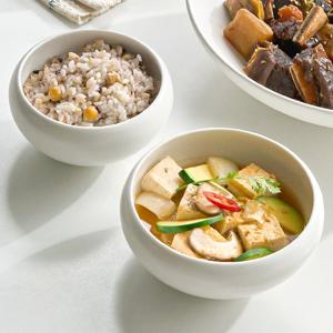 국내생산 설화 백자 공기 대접 1인 세트 2p 국산 한식 도자기 그릇 식기