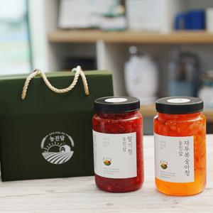 선물박스 수제청 과일청 딸기청+자두복숭아청 600g 800g 에이드 음료 답례품 명절 선물