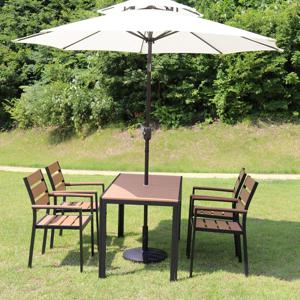 뉴베스트테이블4인 야외용 수지목 테라스 파라솔 공원 아파트 테이블 의자 세트