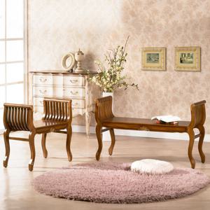 아벤스 마호가니 원목 엔틱 현관 1인+2인 벤치 의자세트