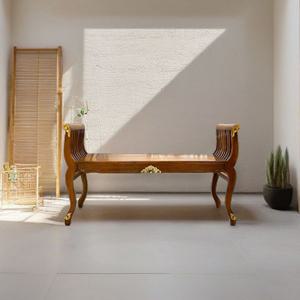 아벤스 마호가니 원목 엔틱 현관 2인용 클래식 벤치 의자 소파