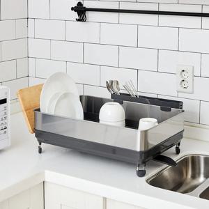 프리미엄 스텐 1단 식기건조대 와이드형 그레이