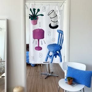 도어비비드하우스 도어커튼 카페 패브릭 포스터 일러스트 벽장식 가리개 80x120cm