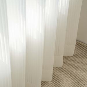 스트라이프 디자인 화이트 차르르 쉬폰커튼 나비주름