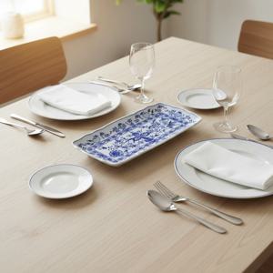 체코 오리지널 쯔비벨무스터 접시 체스키 포슬란 직사각 샌드위치 접시 33cm