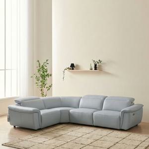 알시온 천연면피가죽 제로월 전동 리클라이너 소파 콘솔 보냉컵홀더 무선충전 히든커버