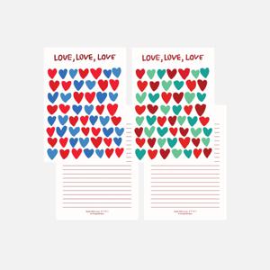 많은 하트 편지지 세트