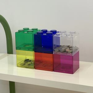 블록 투명 저금통 미니금고 지폐 동전 보관