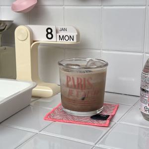 레터링 홈카페 아이스커피잔 강화 유리컵 400ml