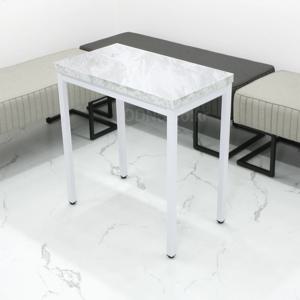 깔끔한 화이트 컬러 철재 다리 미니 식탁 2인 카페 테이블 750 x 400 까페 식탁