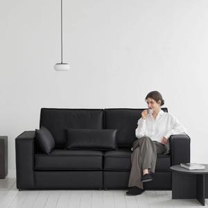 원단샘플 무료 시크 모듈형 가죽 소파 3인 (쿠션 포함)