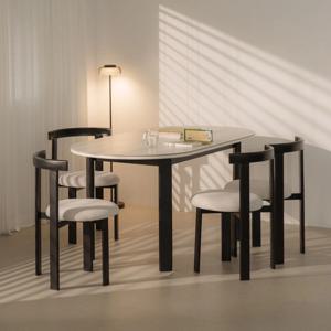 베크 소리 없는 포세린 세라믹 타원 식탁 테이블 1600 800 2type 스틸 4인 6인