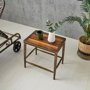 빈티지 엔틱 짙은 우드상판 철제프레임 미니테이블 460