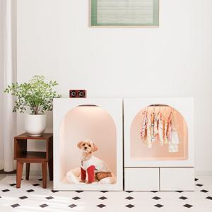 뽀뽀백번 강아지 옷장 행거 원목 옷장 반려동물 수납장 LED펫클로젯