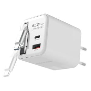 본사직영 여행용 65W 릴케이블 2포트 PD 초고속 멀티 충전기 어댑터