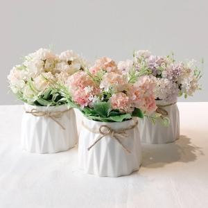 마리골드 세라믹 5종 미니 조화 화분 작은 홈 카페 연회장 테이블 꽃 인조 모형