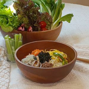 Holin 아카시아 통원목 수제 우드 면기(샐러드_소) 2P 세트