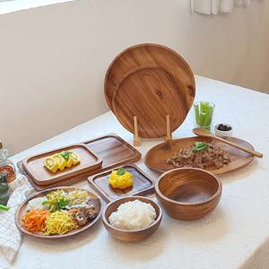 Holin 아카시아 통원목 수제 우드  4인조 디너세트 18P