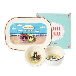 모리네코 귀여운 팝아트 검은 고양이 직사각접시 소스볼 세트 3P (샌드위치 디쉬)