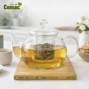 유리 티 포트 600ml + 대나무 받침대 (TPW1) 티팟 티용품 다관 차주전자 티주전자