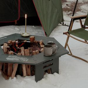 베스타 육각 우드 원목 화로대 좌식 캠핑 테이블