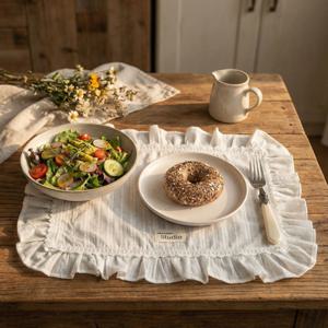 내추럴 프릴 코튼 테이블매트 홈카페 식탁매트