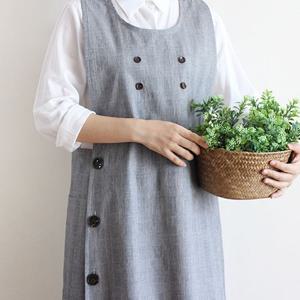체크무늬 버튼 원피스앞치마 유치원앞치마