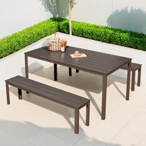 아르미 1500 브로몰딩 벤치 4인 야외 테이블 세트