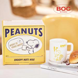 [리퍼] 보퀴진 스누피 MBTI 머그컵 접시 세트 (머그컵 1P+말풍선접시1P)